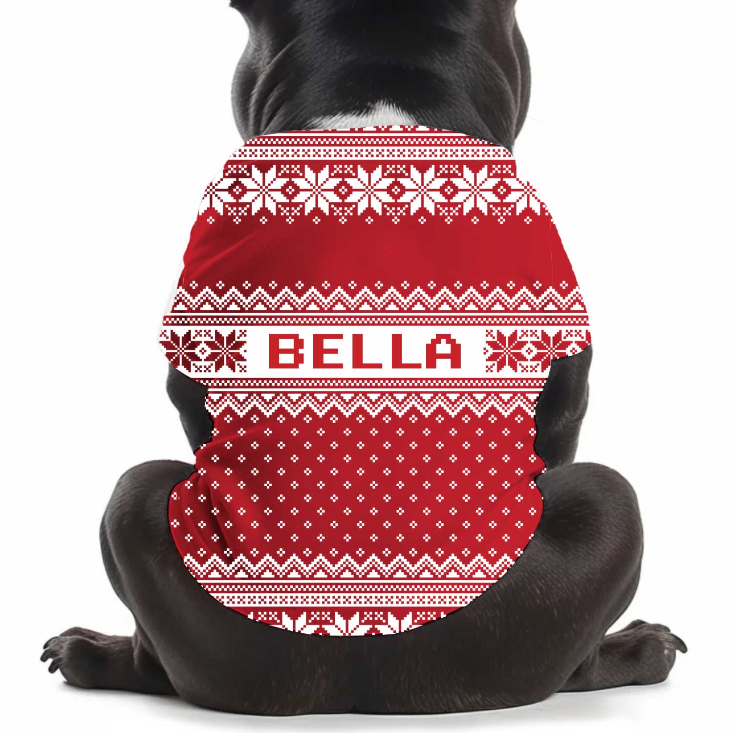 Your Pup's [Name] on Nordic Christmas Pattern Personalised Dog T Shirt