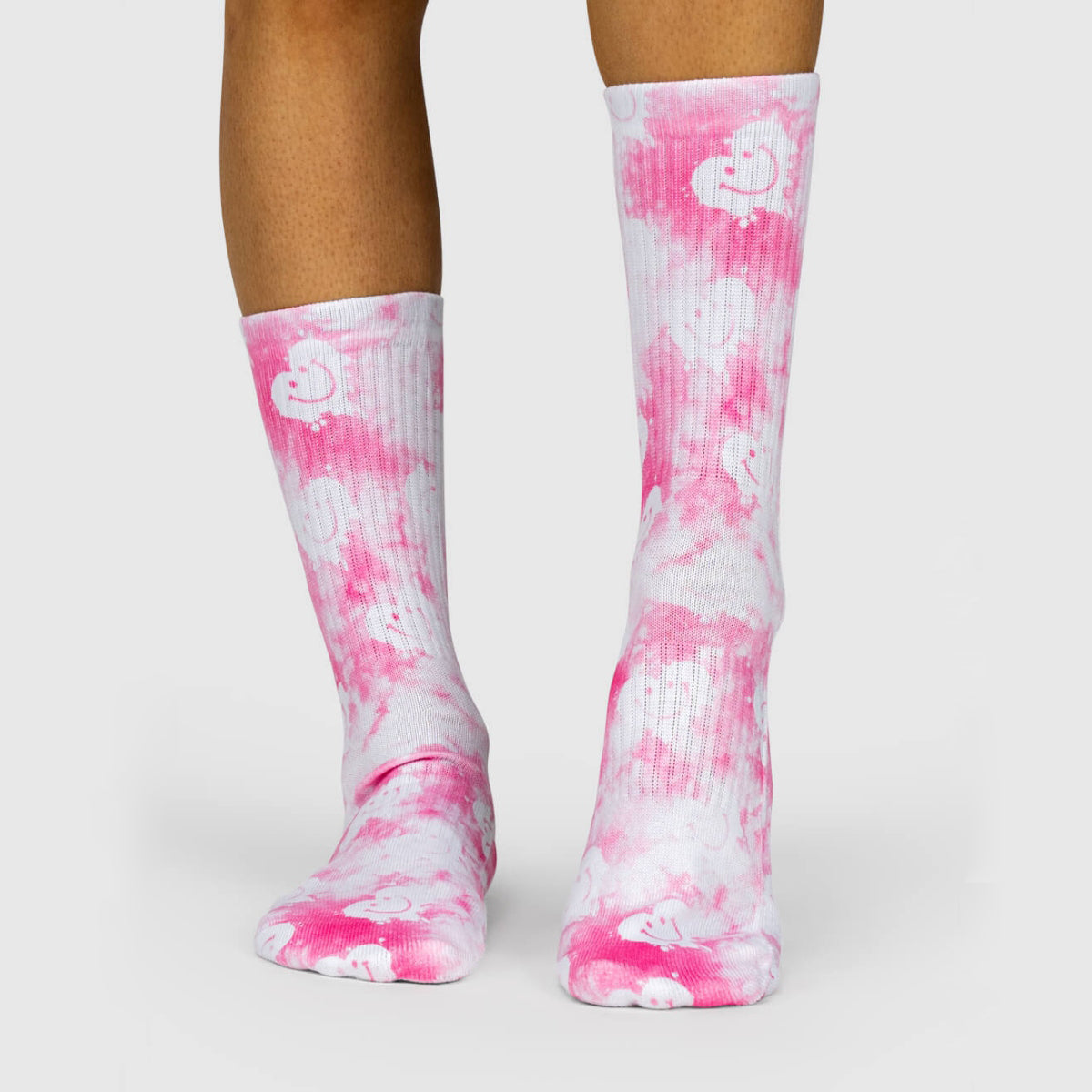 Pink Smiley Tie Dye Socks