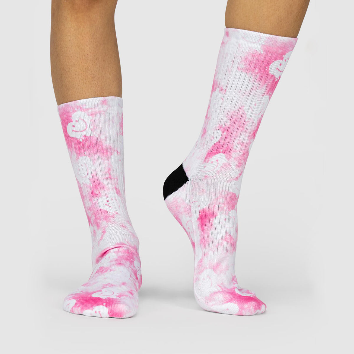 Pink Smiley Tie Dye Socks