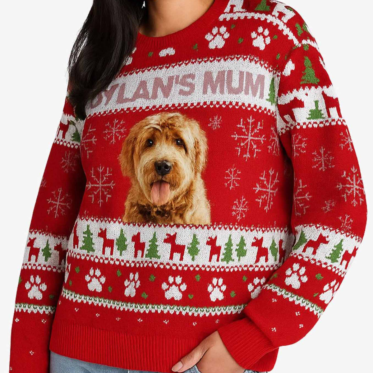 Dog's Name Mum Personalised Christmas Jumper