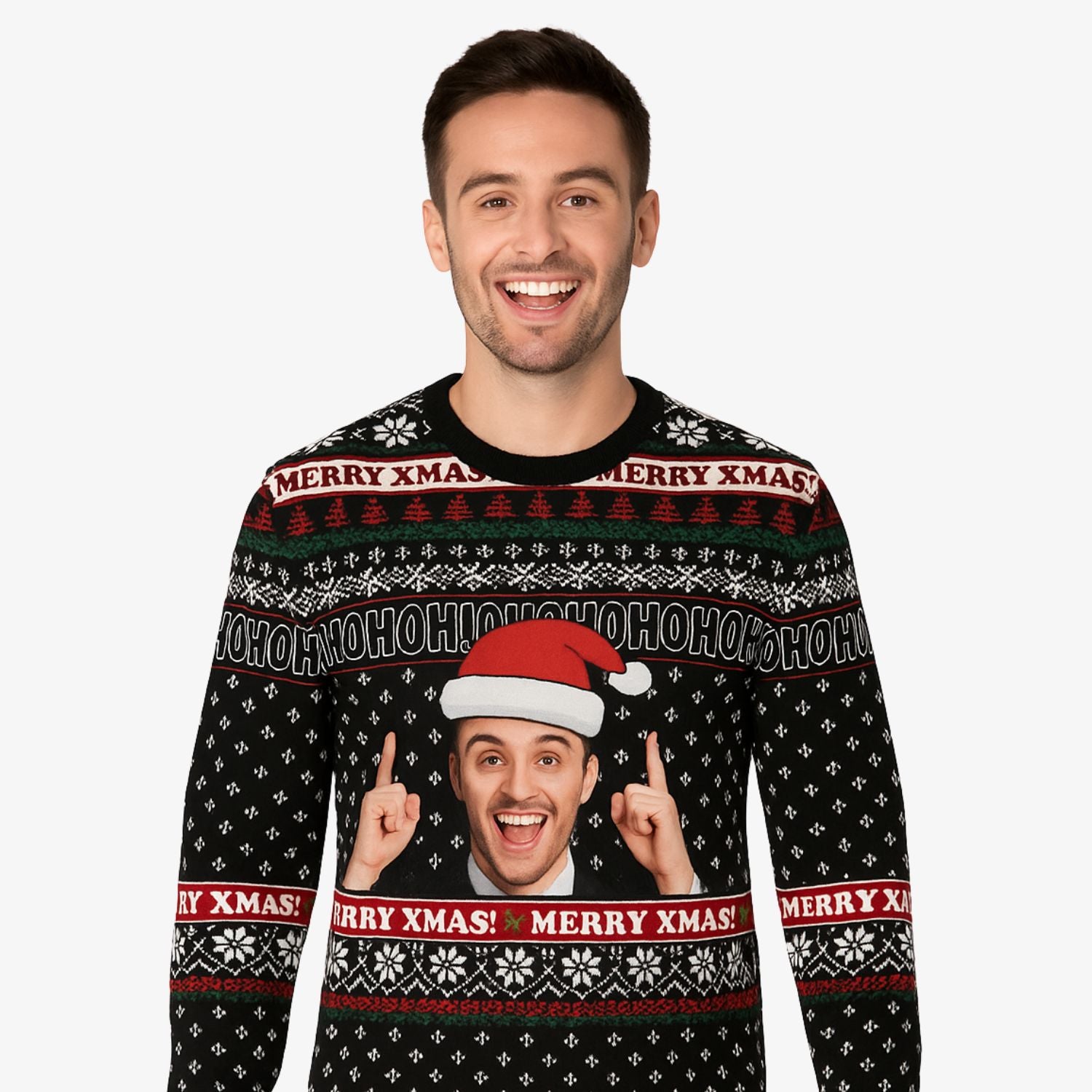 Merry Xmas HO HO HO Photo Personalised Christmas Jumper