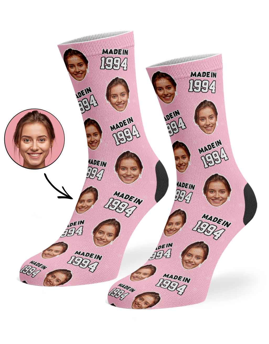 Personalised Made In Year Socks With Face
