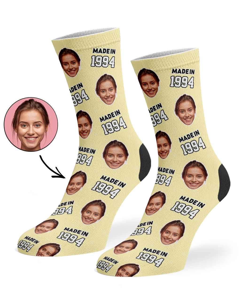 Personalised Made In Year Socks With Face