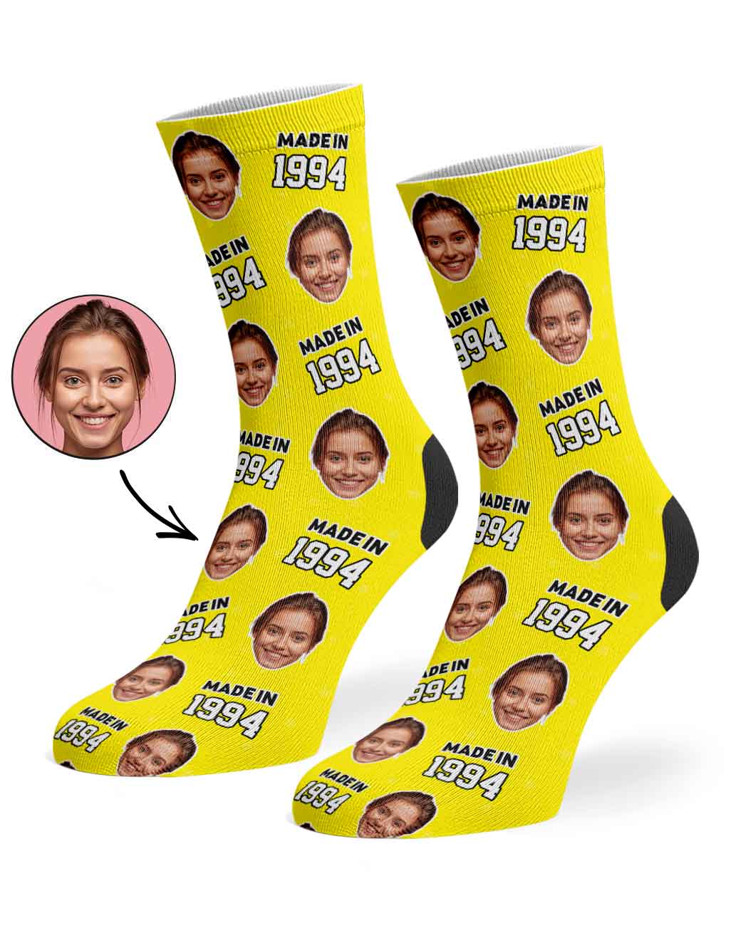 Personalised Made In Year Socks With Face