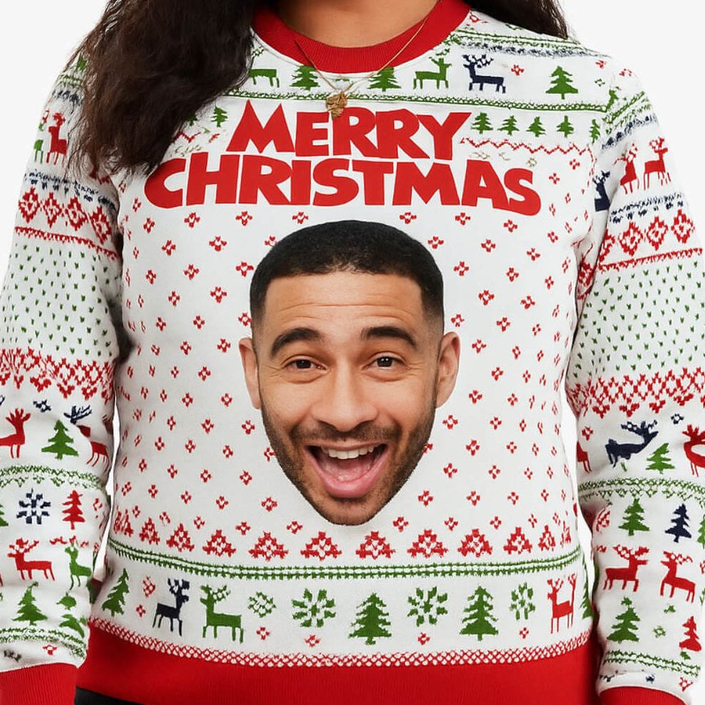 Merry Christmas Big Face Funny Festive Jumper