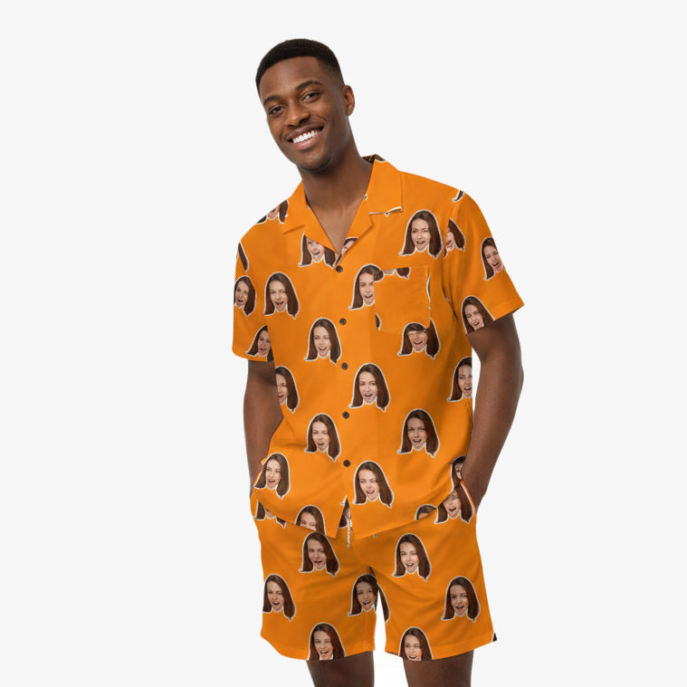 Faces Personalised Hawaiian Shirt Shorts Set