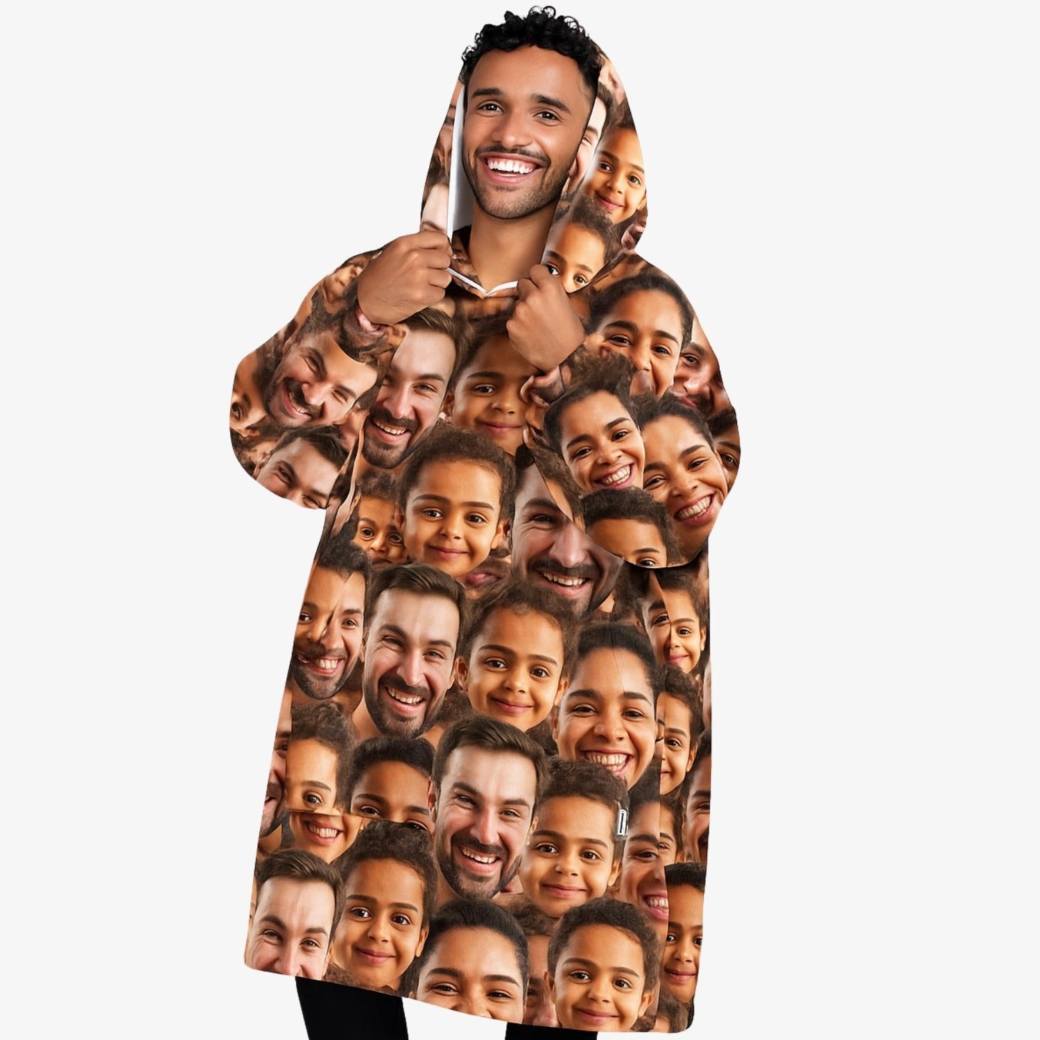 Family Face Mash personalised Hoodie Blanket