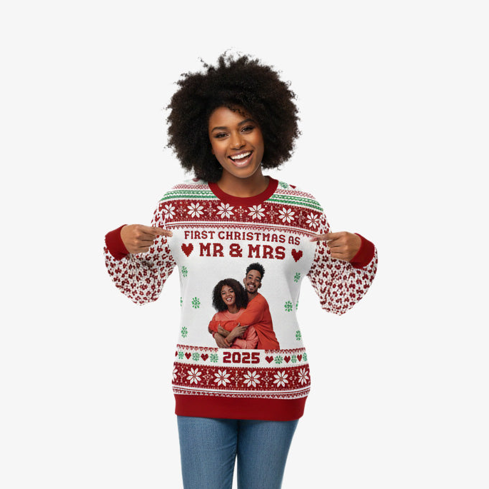 First Christmas as Mr & Mrs Personalised Christmas Jumper
