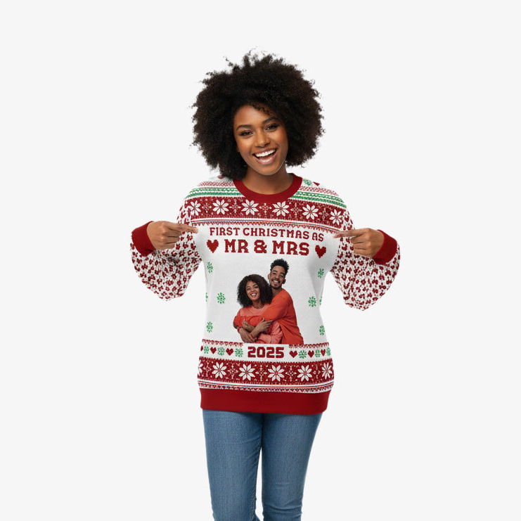 First Christmas as Mr & Mrs Personalised Christmas Jumper