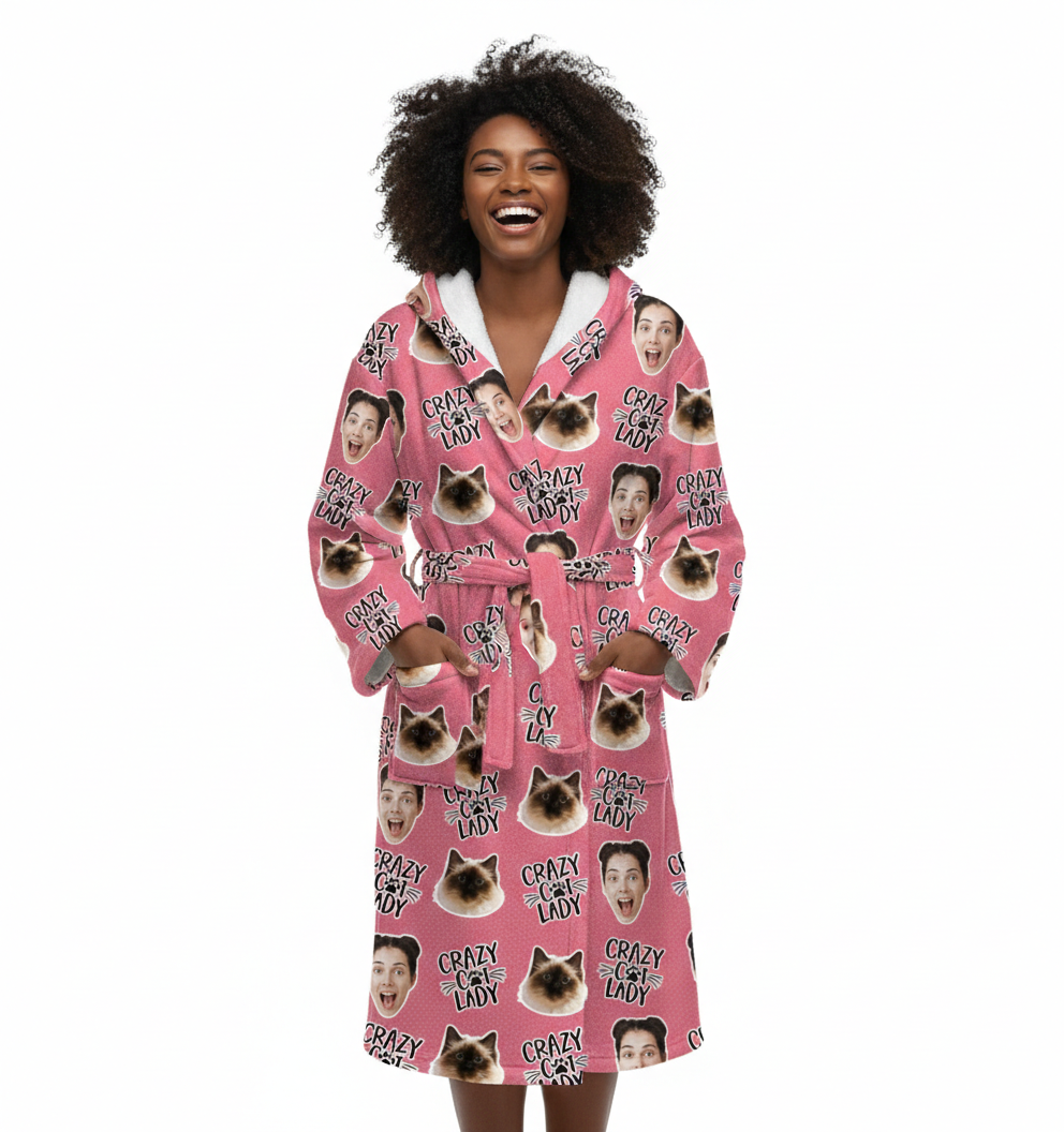 Crazy Cat Lady Personalised Dressing Gown