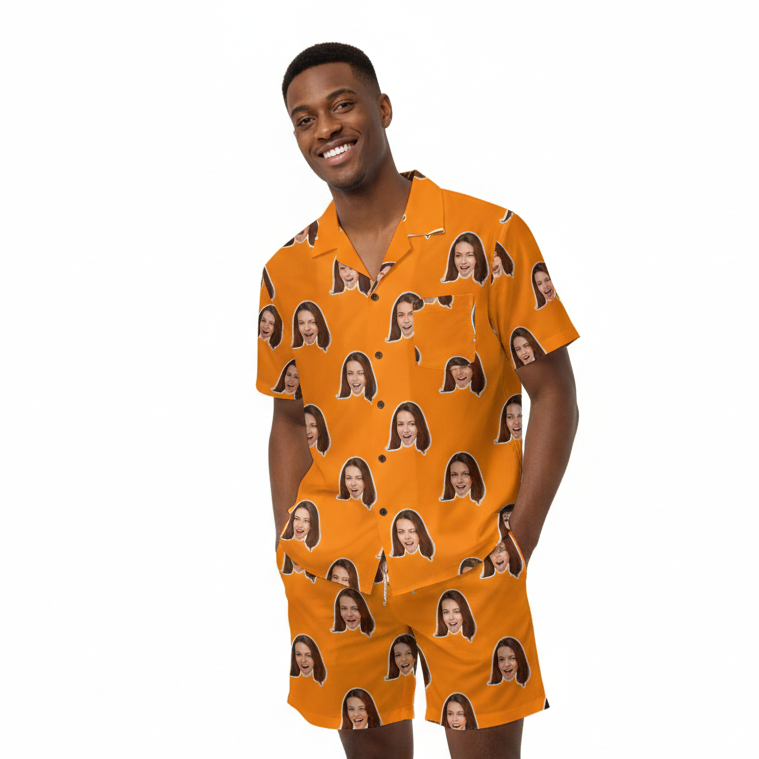 Faces Personalised Hawaiian Shirt Shorts Set