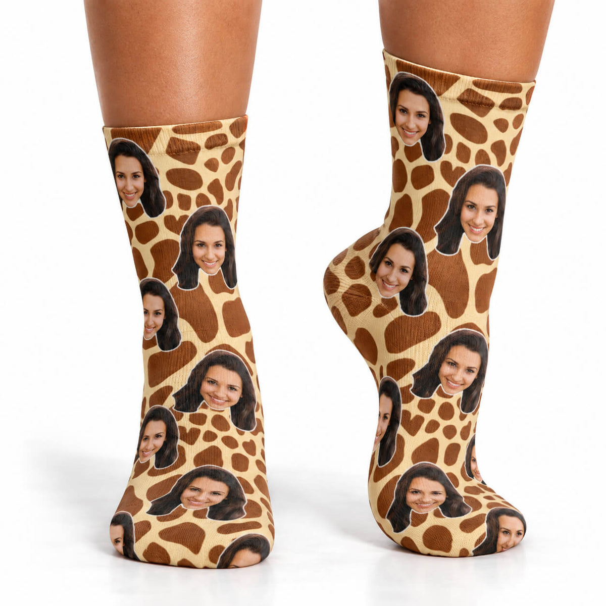 Giraffe Print Face Socks