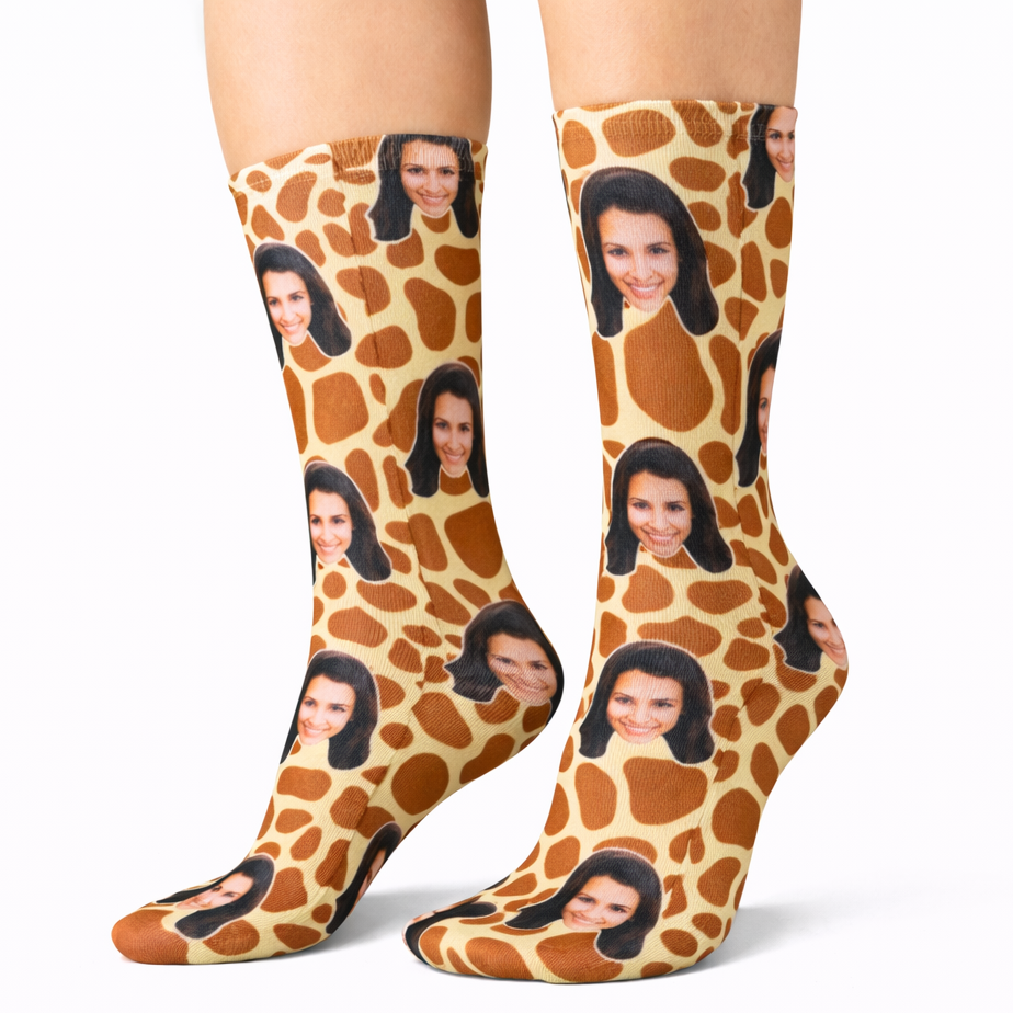 Giraffe Print Face Socks