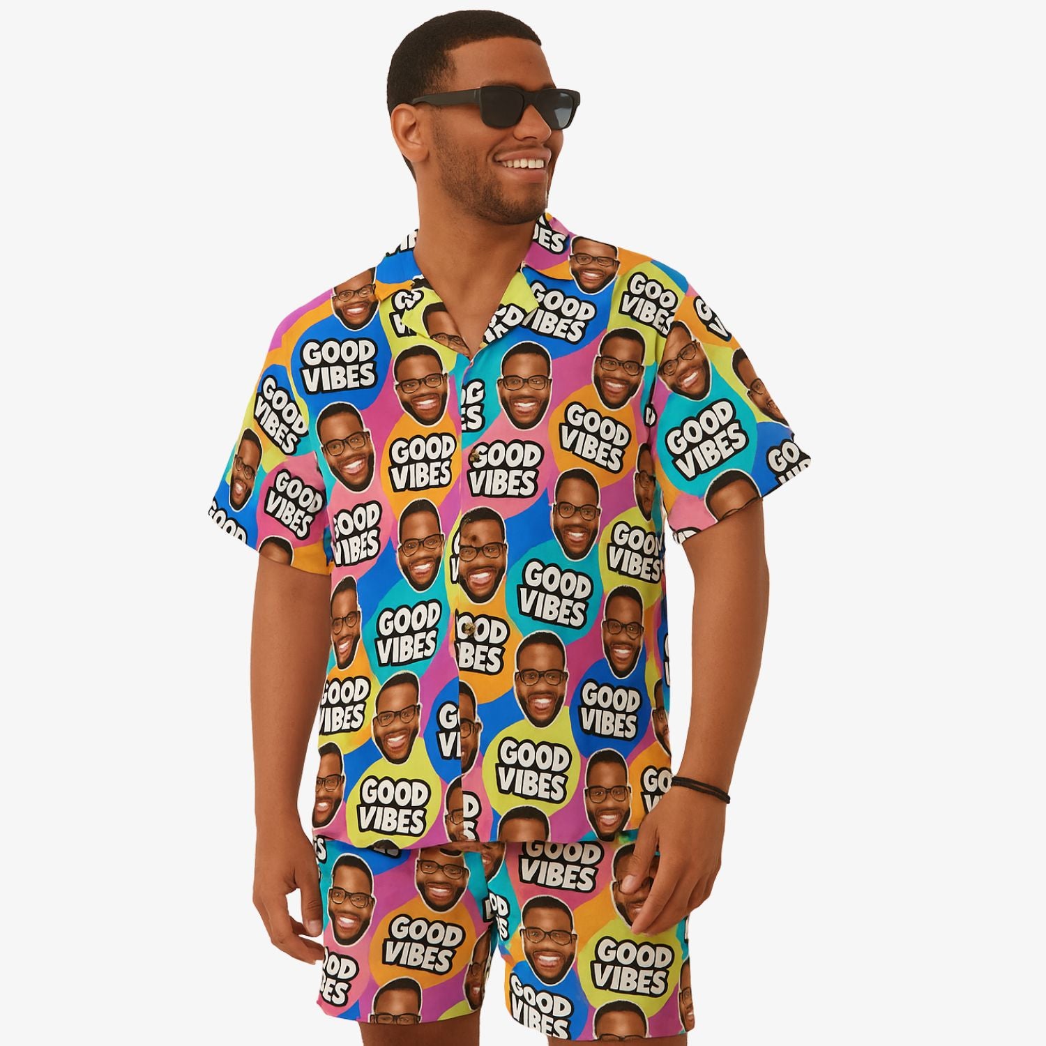 Good Vibes Personalised Hawaiian Shirt Shorts Set