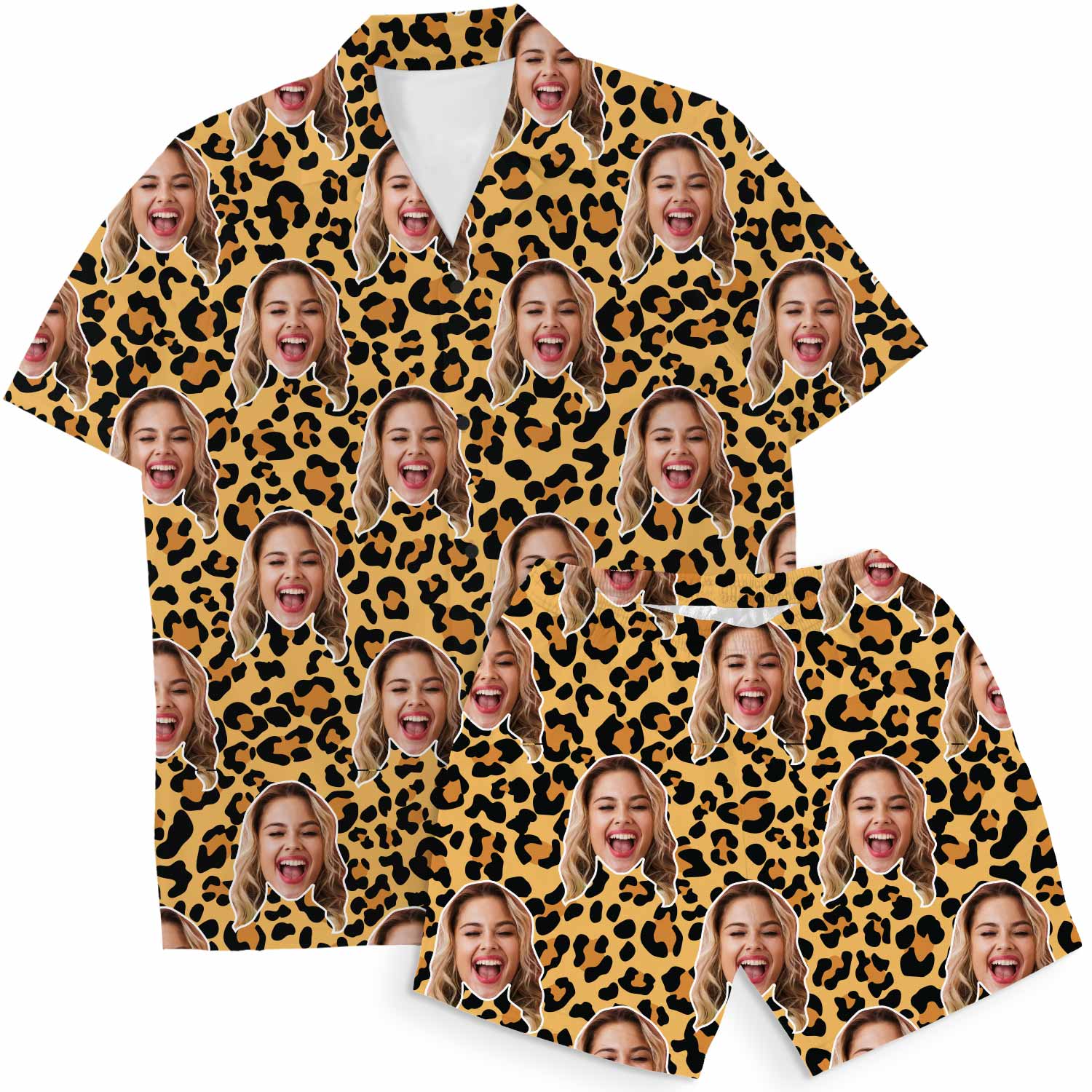 Leopard Print Personalised Hawaiian Shirt Shorts Set