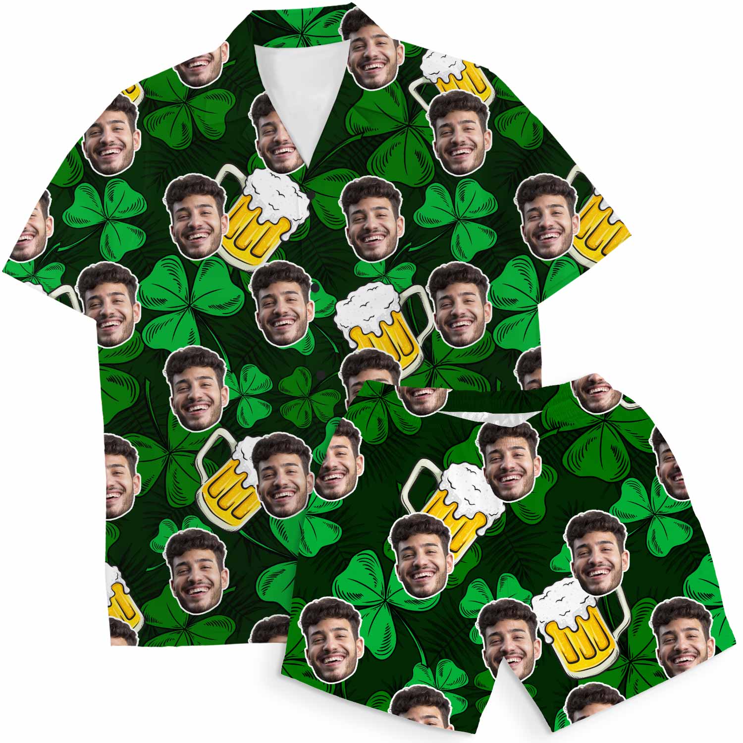 Shamrock Beer Personalised Hawaiian Shirt Shorts Set