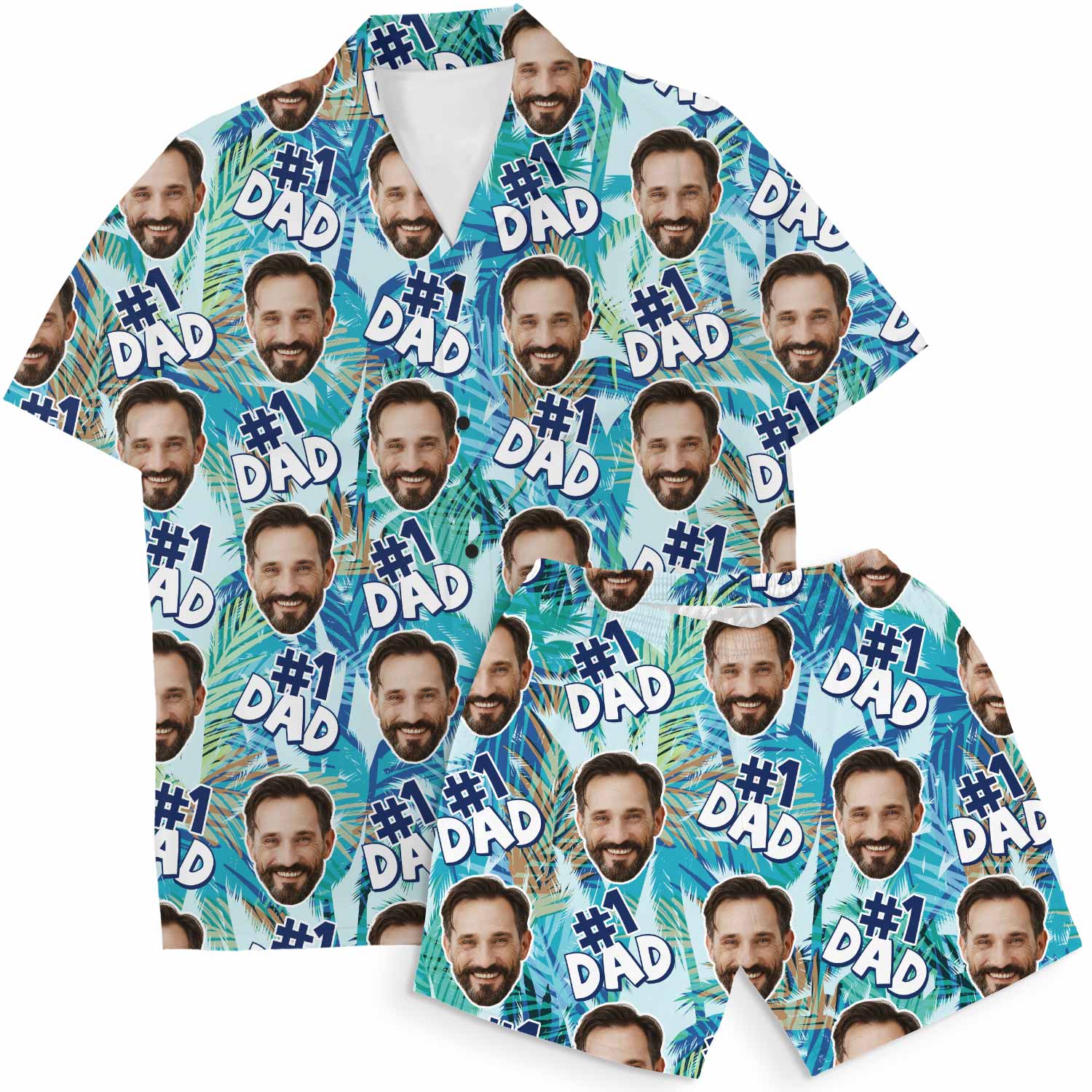 #1 Dad Personalised Hawaiian Shirt Shorts Set