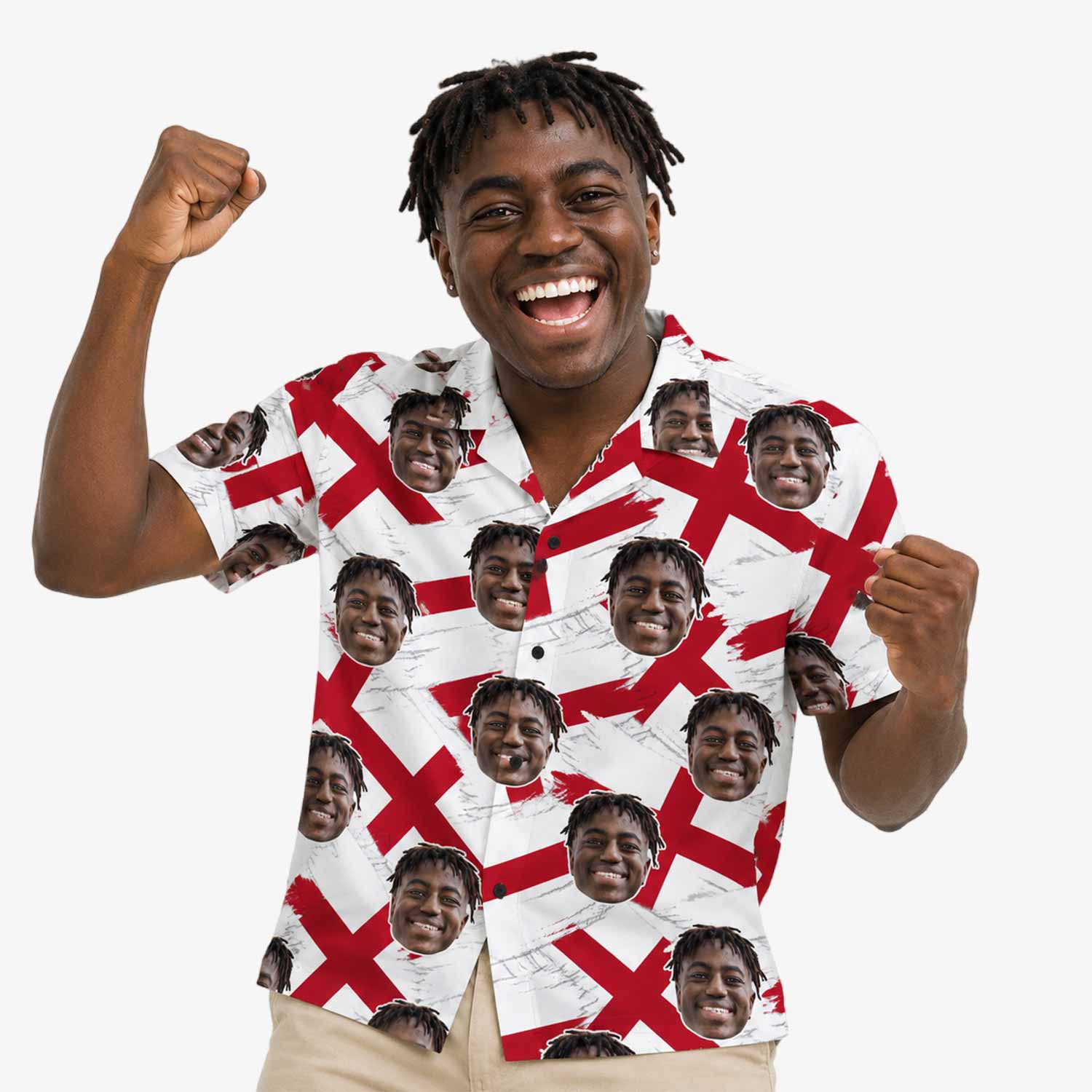 England Flag Custom Face Hawaiian Shirt