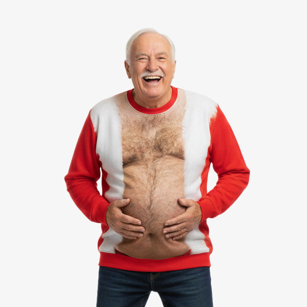 Hairy Santa Man Funny Christmas Jumper