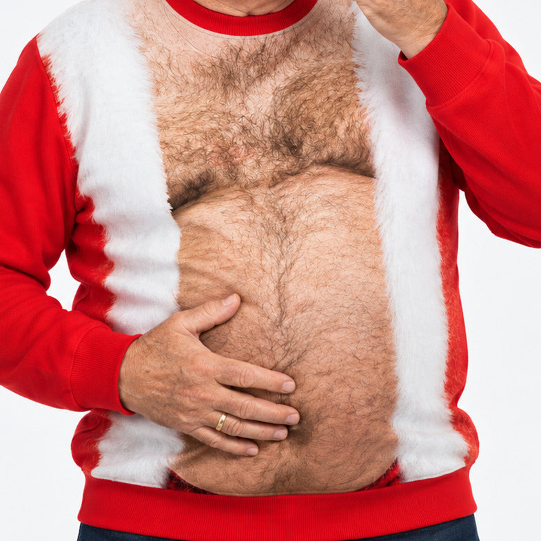 Hairy Santa Man Funny Christmas Jumper