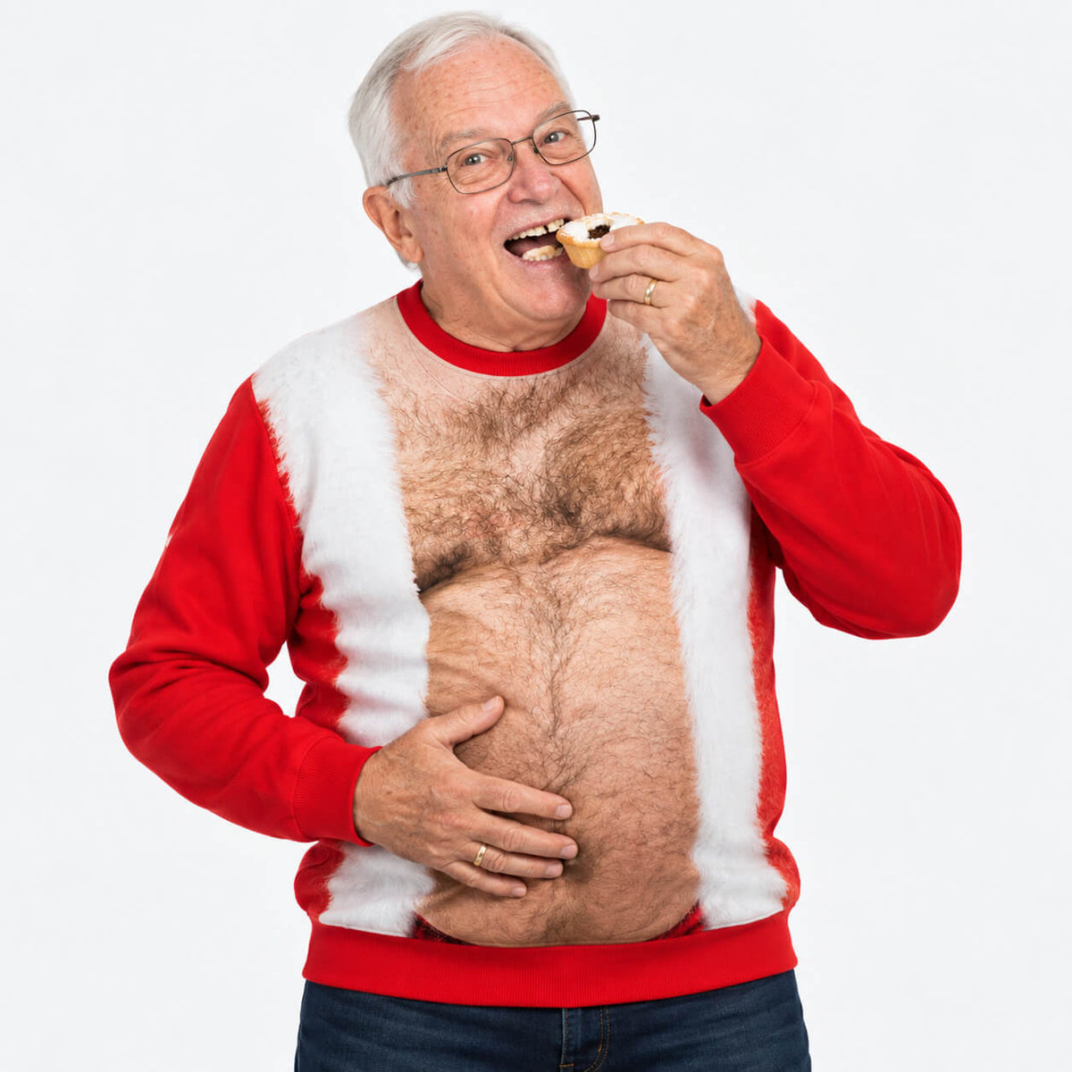 Hairy Santa Man Funny Christmas Jumper