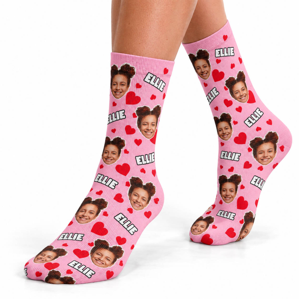 Heart Pattern Socks Personalised With Face & Name