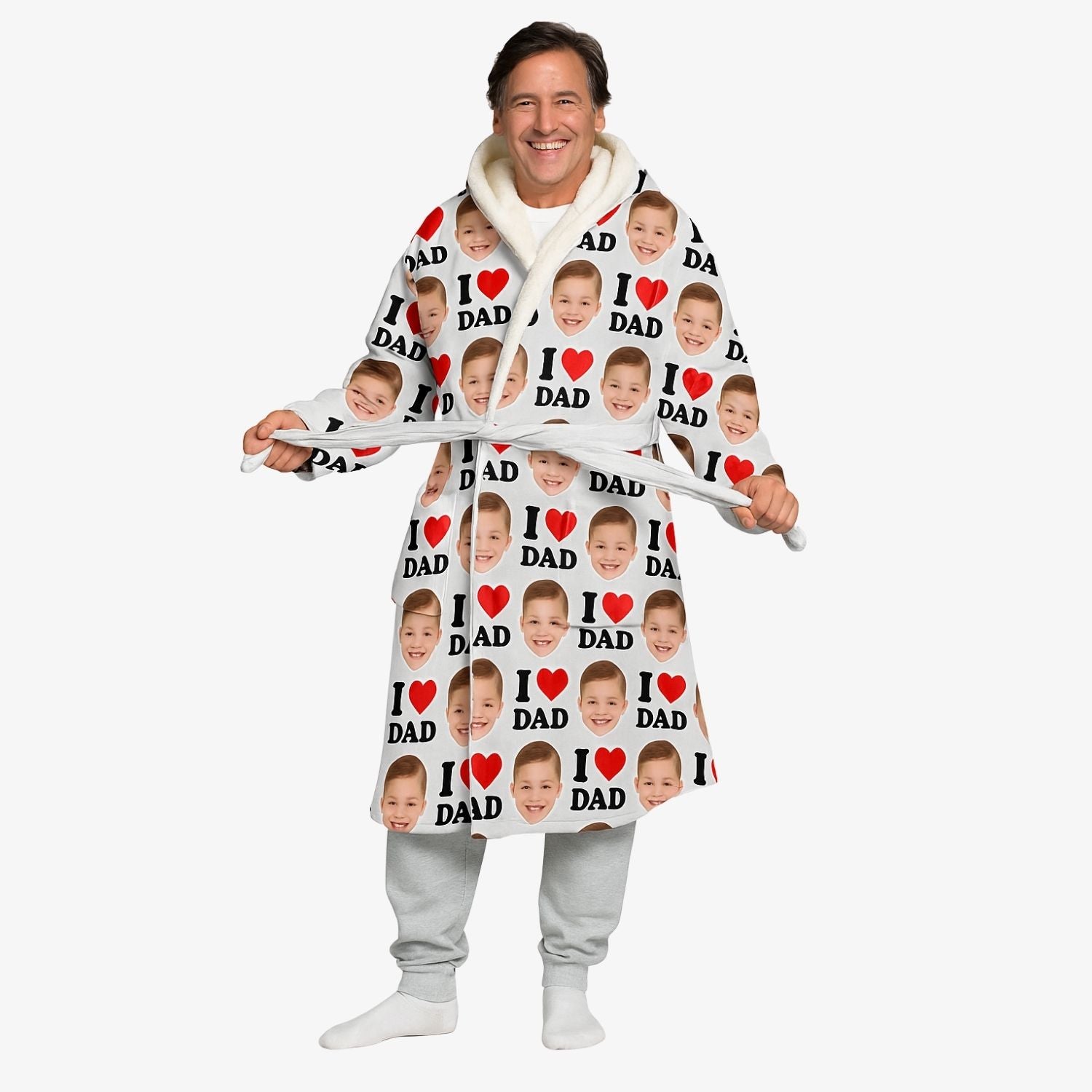 i heart dad personalised dressing gown 
