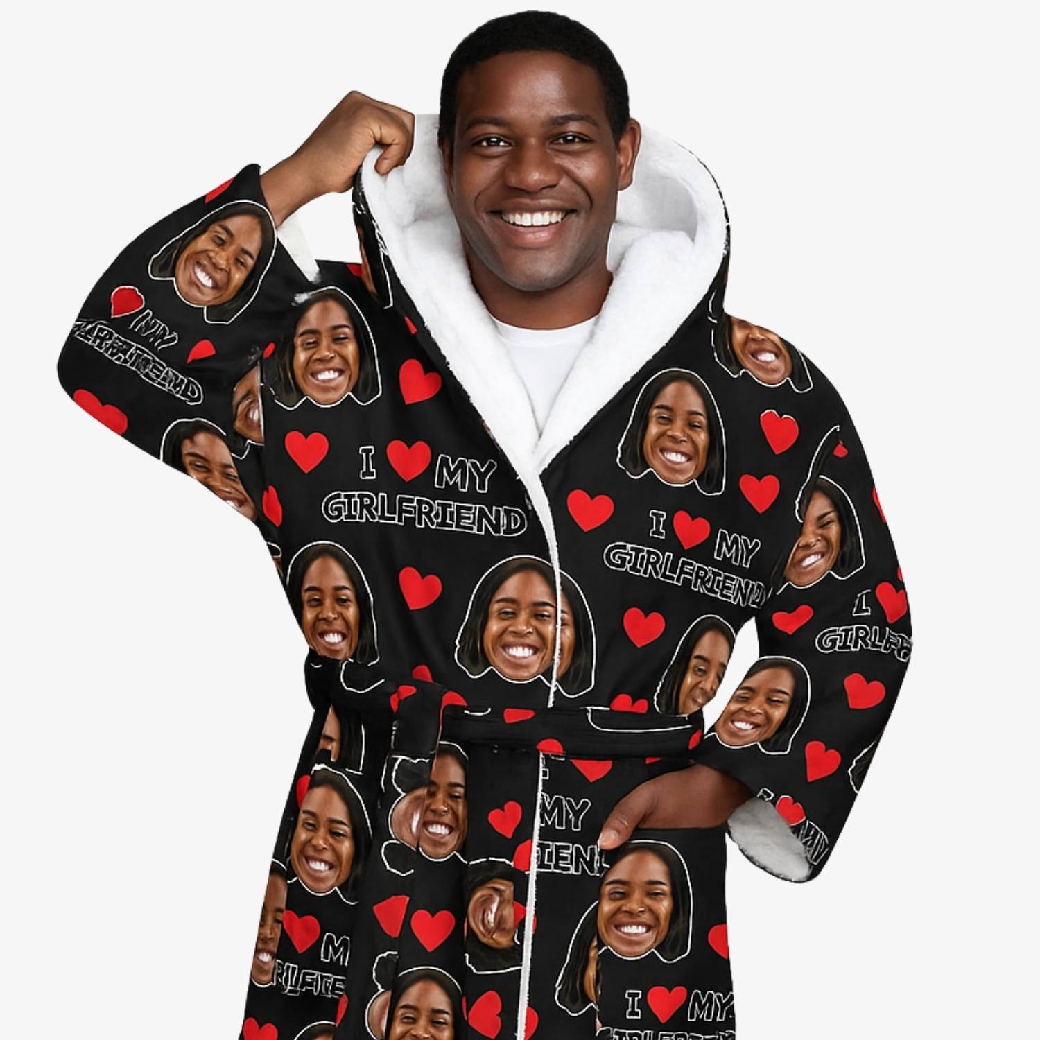 I Love My Girlfriend Personalised Dressing Gown