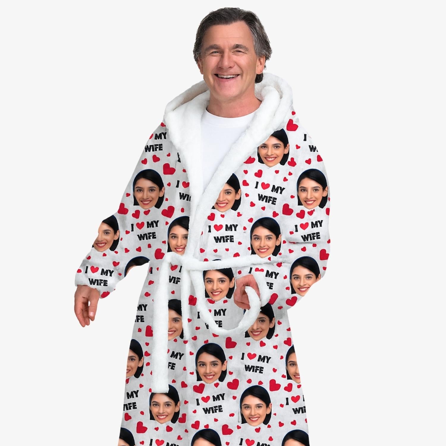 I Love My Wife Personalised Dressing Gown