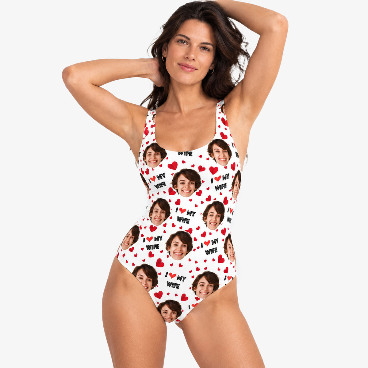 I Love My Wife Swimsuit Personalised With Face