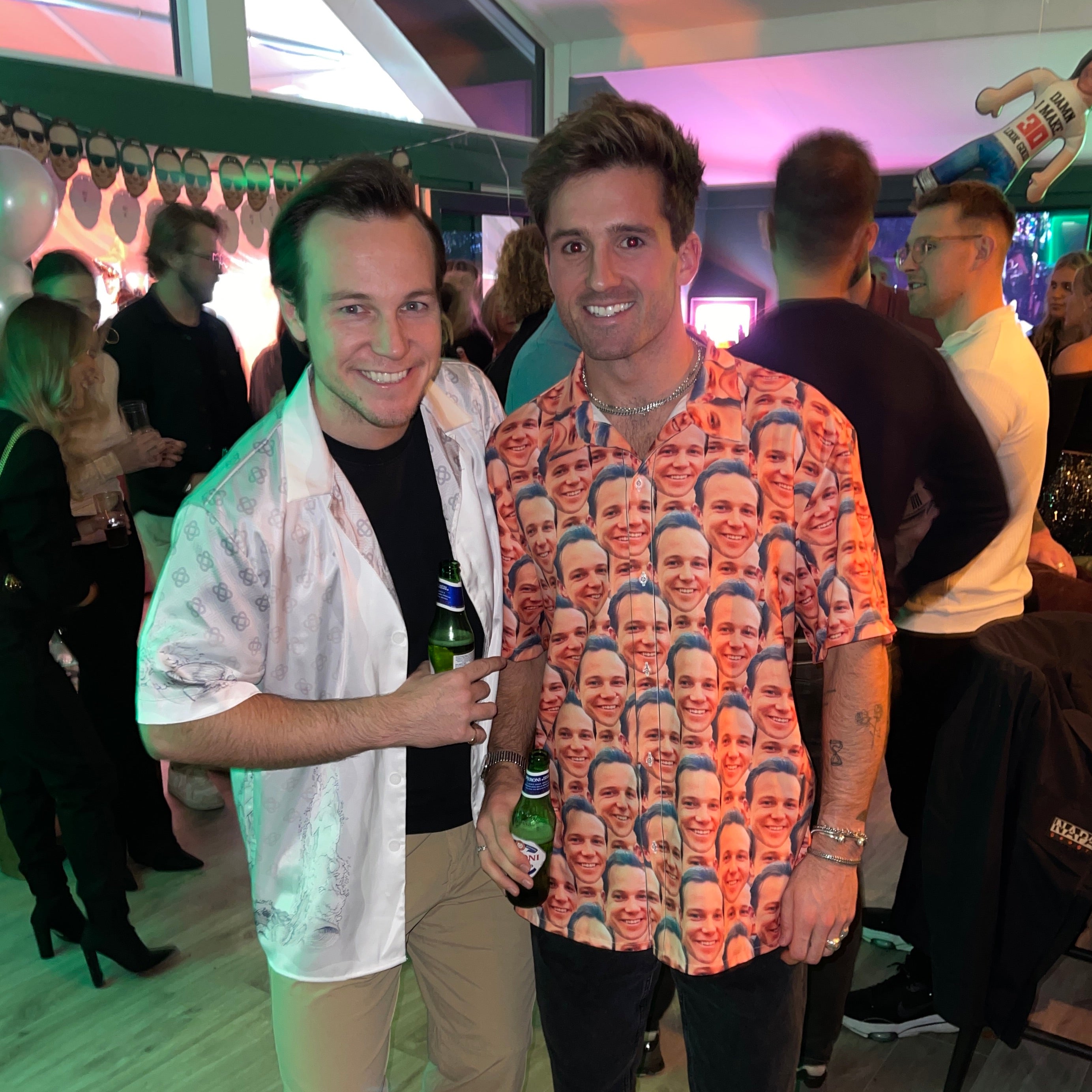 Love Hearts Personalised Red Hawaiian Shirt Shorts Set