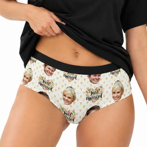 Just Married Gold Hearts Knickers