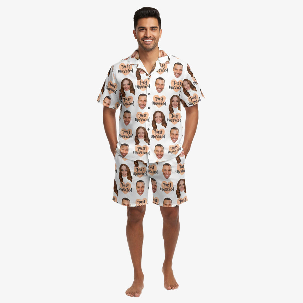 Just Married Personalised Hawaiian Shirt Shorts Set