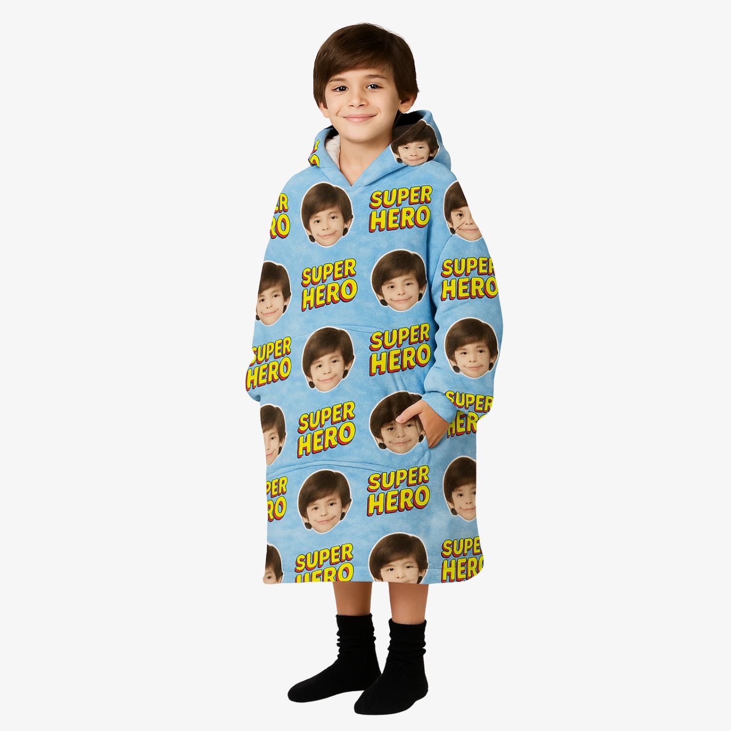 Super Hero Kids Hoodie Blanket