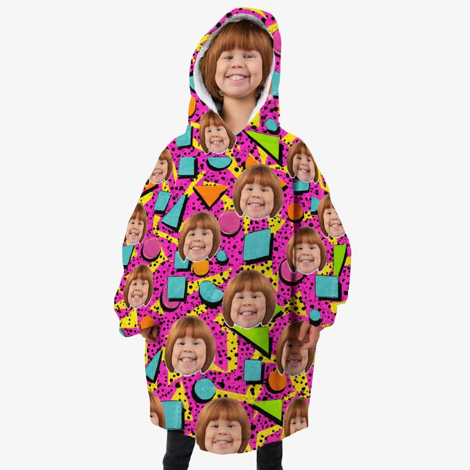 Retro Pattern Kids Hoodie Blanket