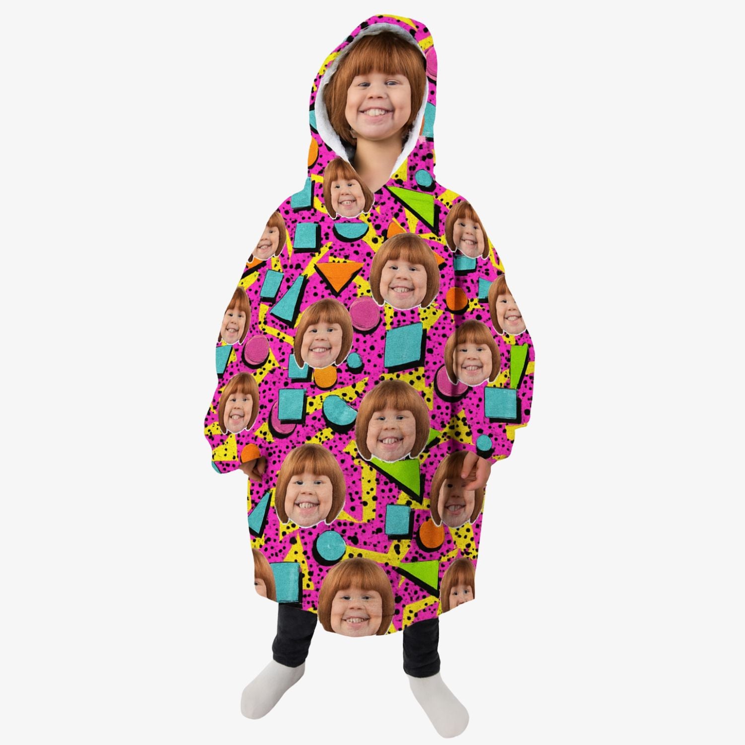Retro Pattern Kids Hoodie Blanket