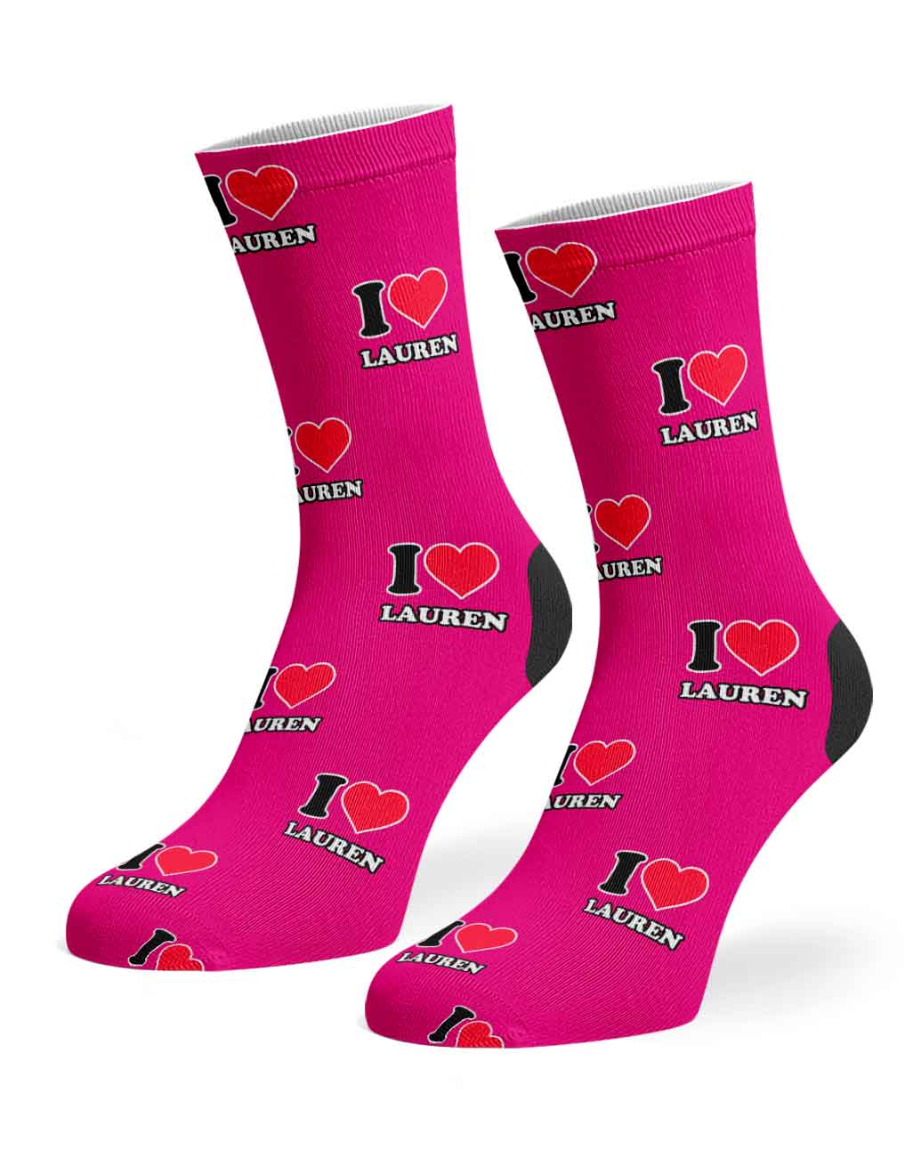 I Heart Name Personalised Socks