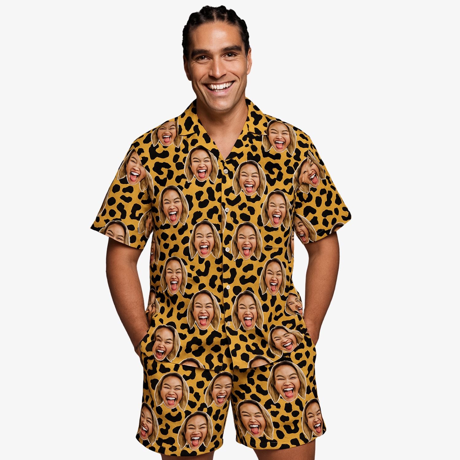 Leopard Print Personalised Hawaiian Shirt Shorts Set