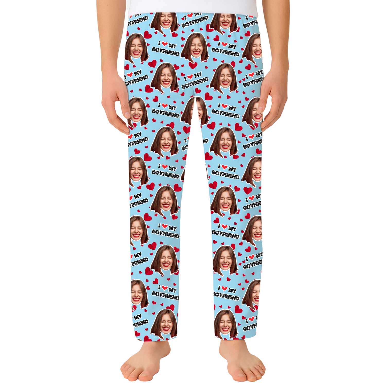 I Love My Girlfriend Custom Men's PJ Bottoms
