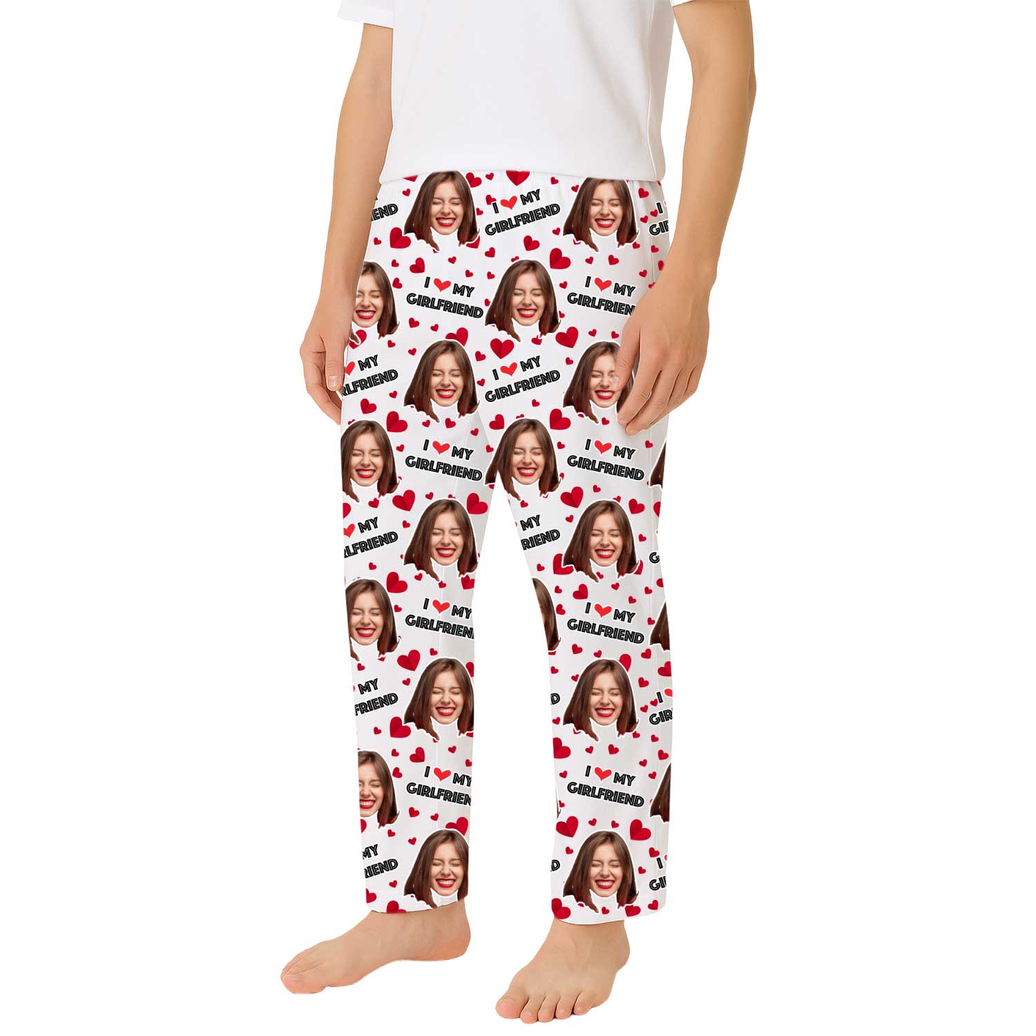 I Love My Girlfriend Custom Men's PJ Bottoms