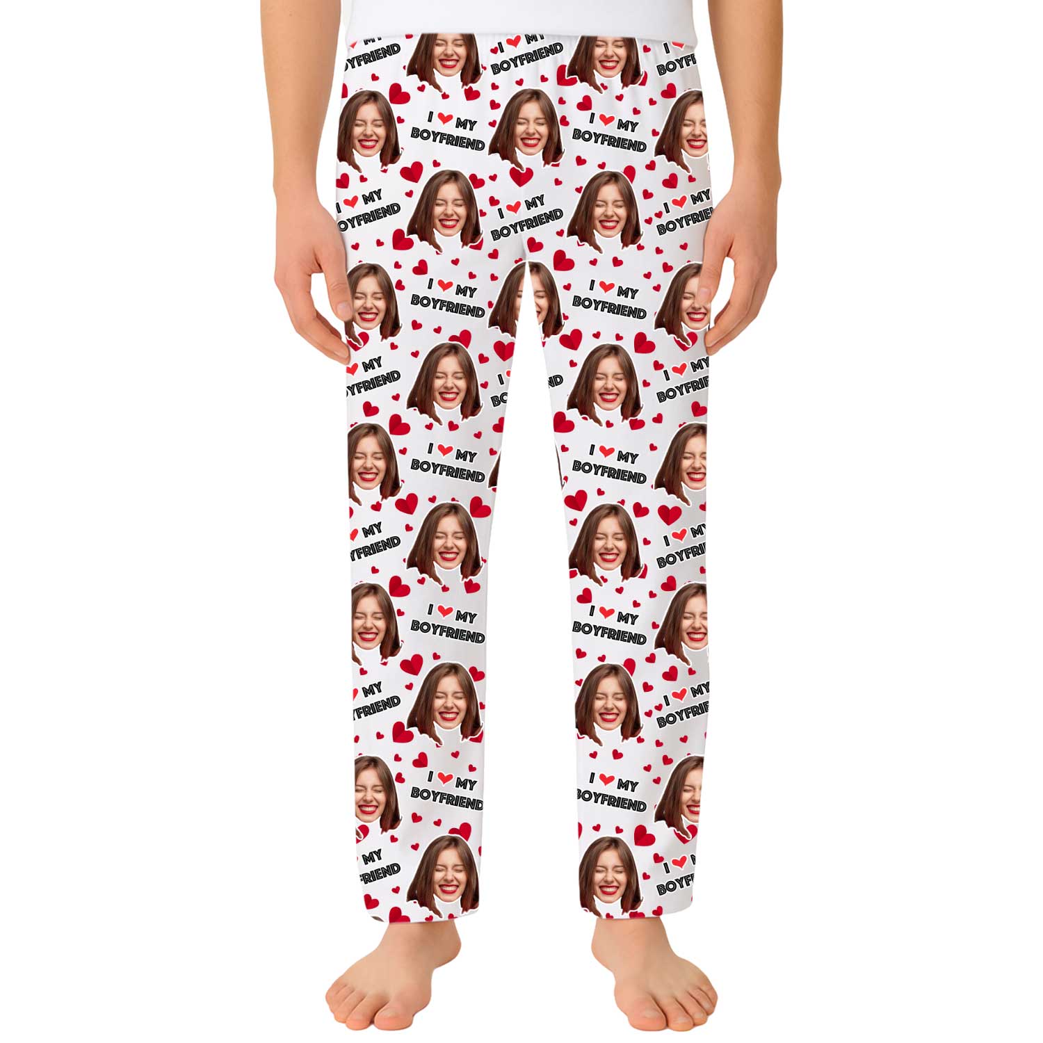 I Love My Girlfriend Custom Men's PJ Bottoms