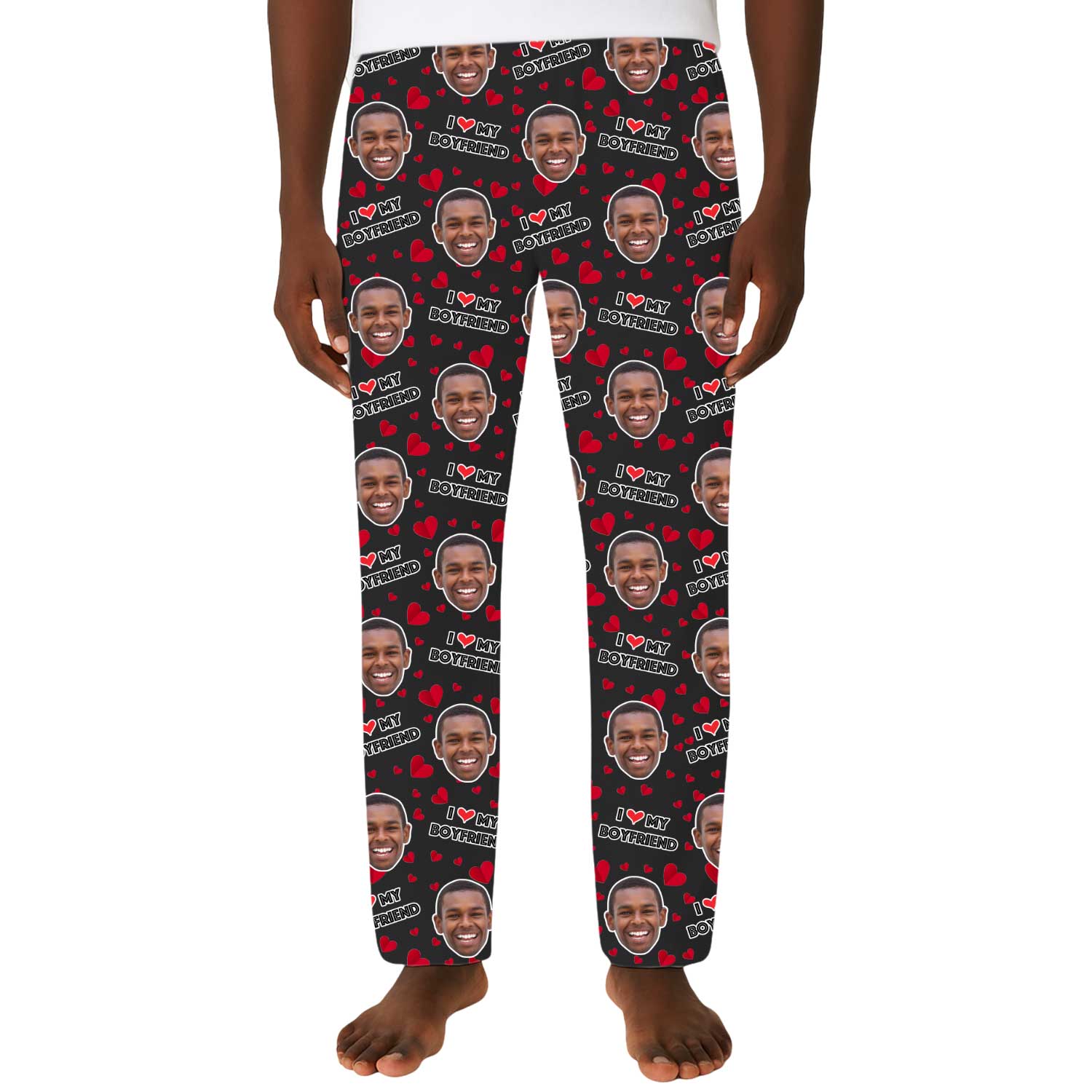 I Love My Boyfriend Custom Men's PJ Bottoms