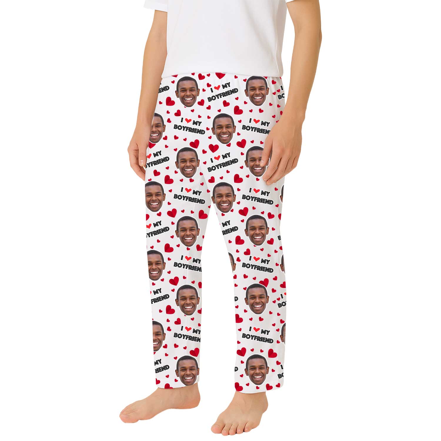I Love My Boyfriend Custom Men's PJ Bottoms