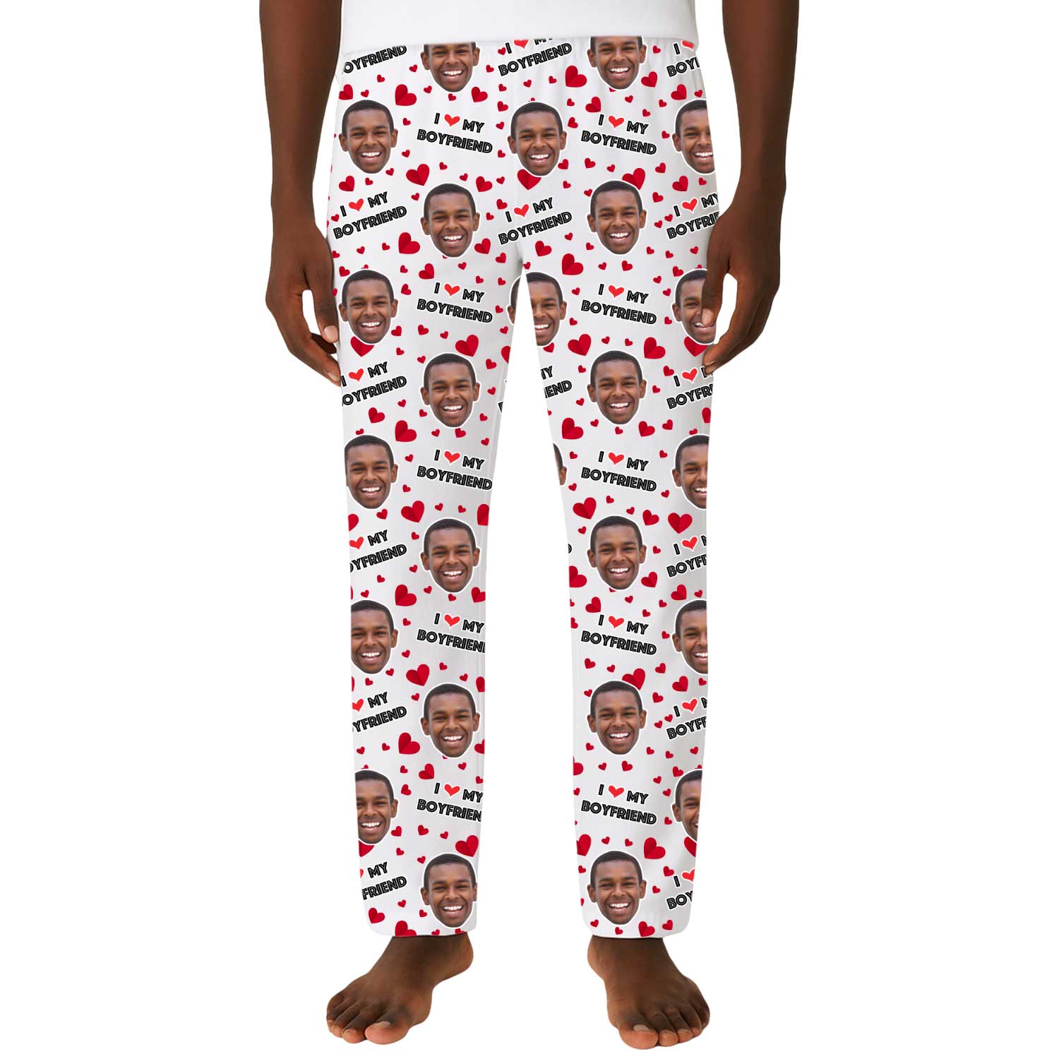 I Love My Boyfriend Custom Men's PJ Bottoms