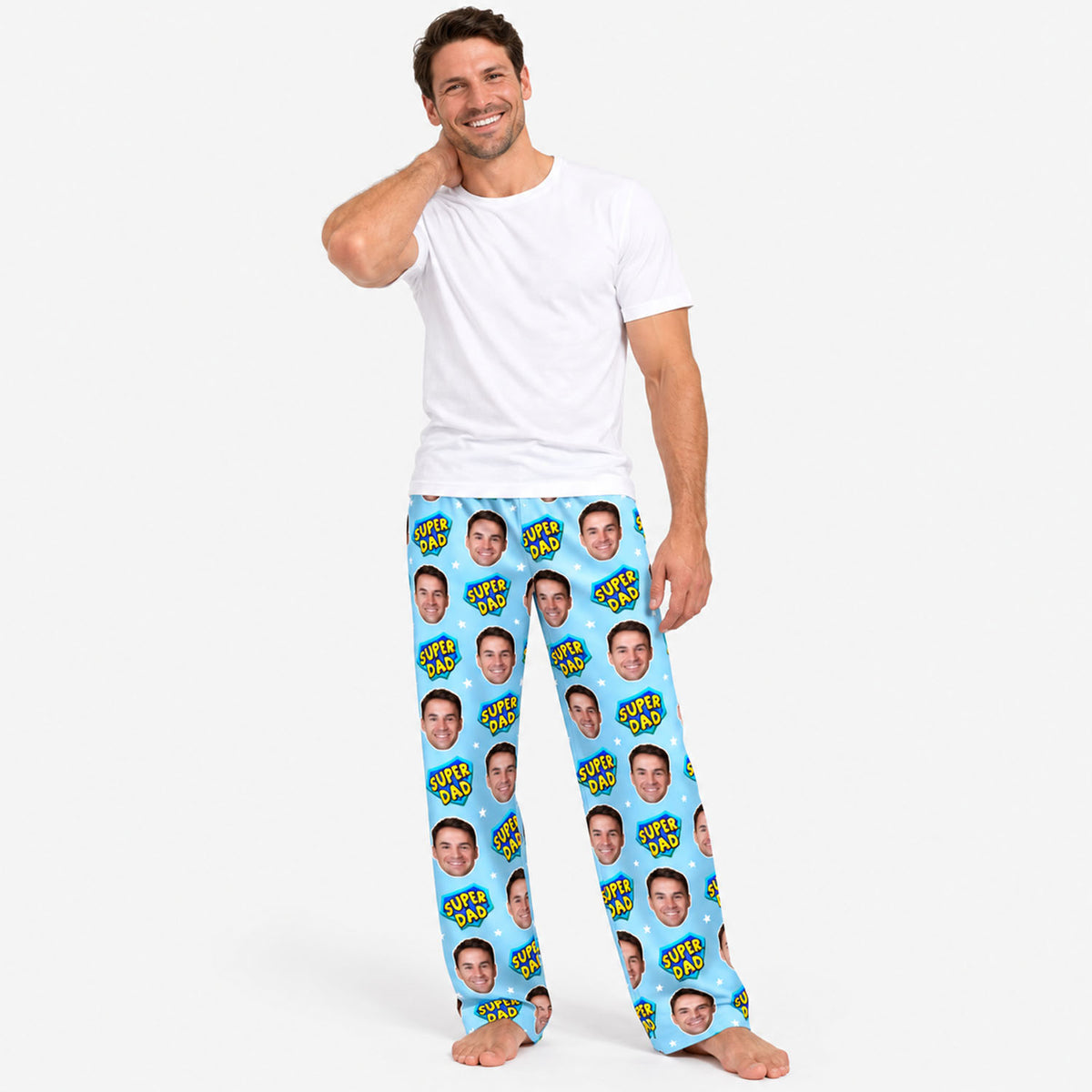 Men's Super Dad Personalised PJ Bottoms