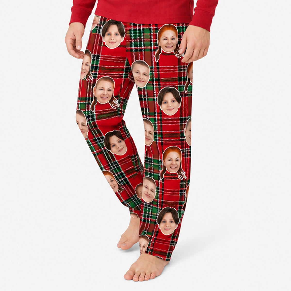 Men's Red Tartan Personalised PJ Bottoms
