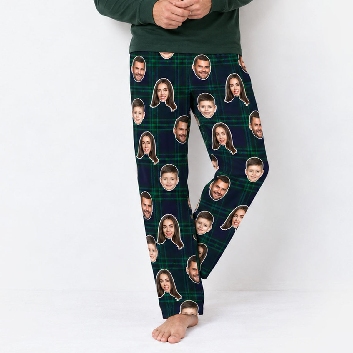 Men's Navy Tartan Personalised PJ Bottoms