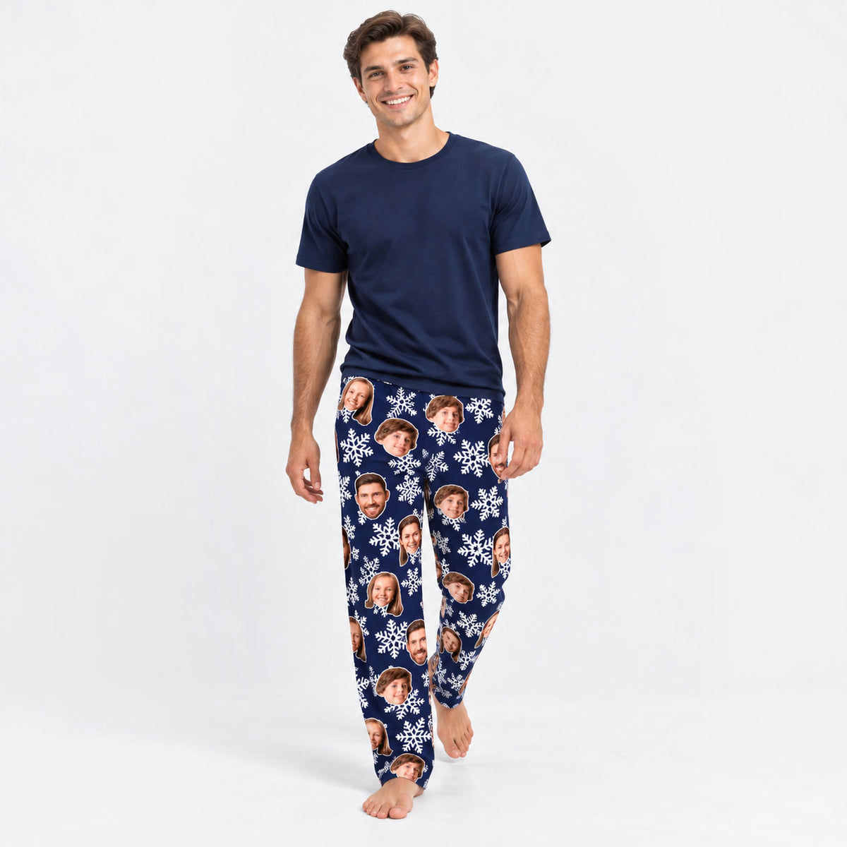 Men's Snowflake Personalised PJ Bottoms