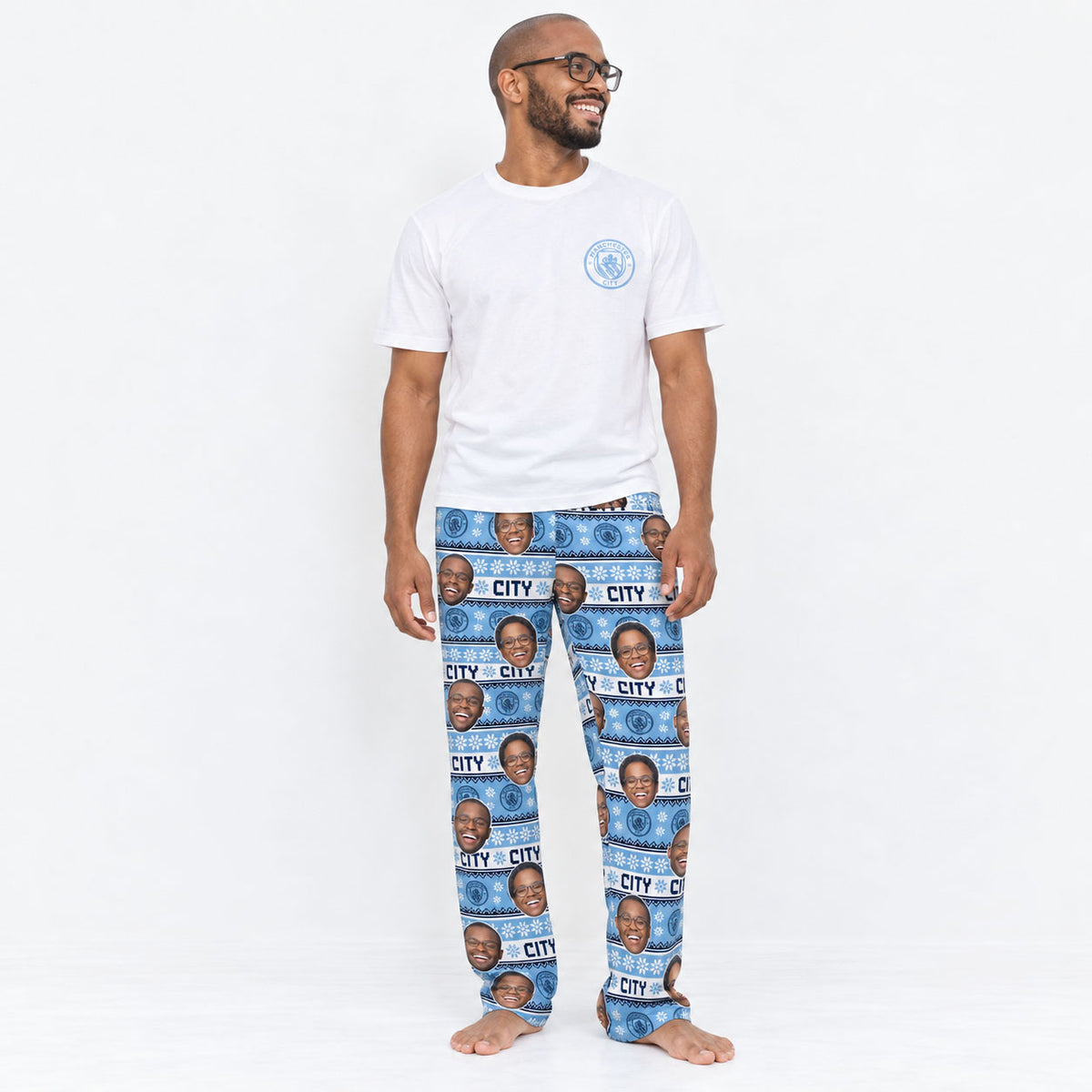 Christmas Man City Men's Personalised PJ Bottoms