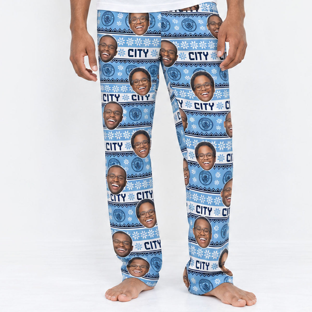 Christmas Man City Men's Personalised PJ Bottoms